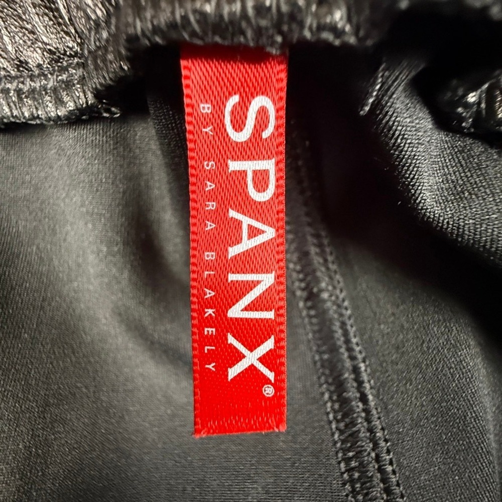 Spanx Faux Leather Joggers Womens Large Black High Waisted Pocket Pants 20283R - Picture 3 of 15